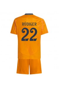 Fotbalové Dres Real Madrid Antonio Rudiger #22 Dětské Venkovní Oblečení 2024-25 Krátký Rukáv (+ trenýrky)